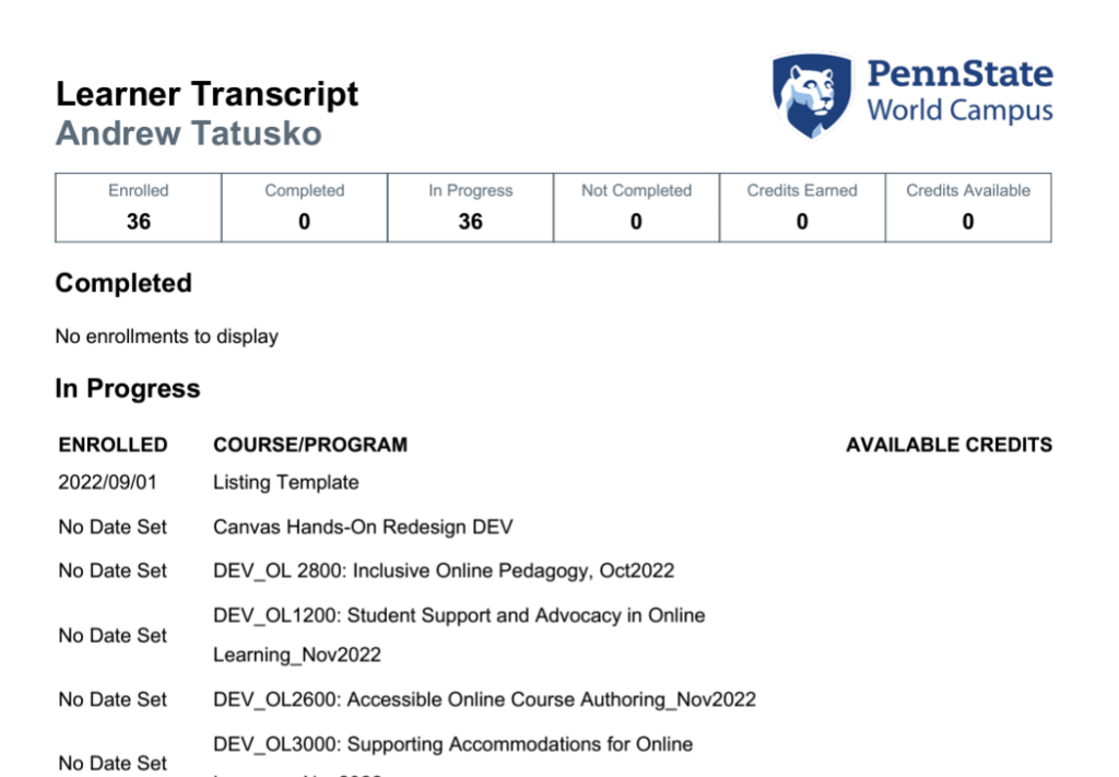 New registration system world campus faculty development