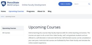 website upcoming courses list